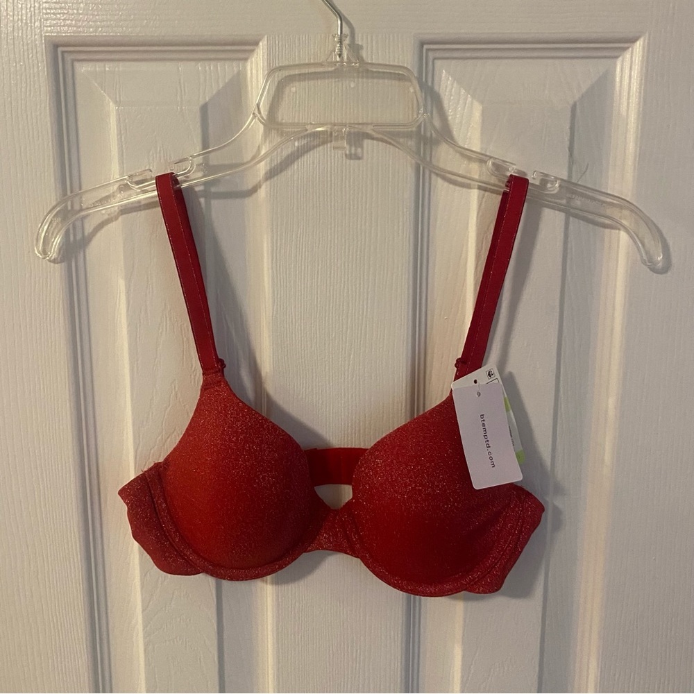 Btemptd womens red glitter bra size 32b